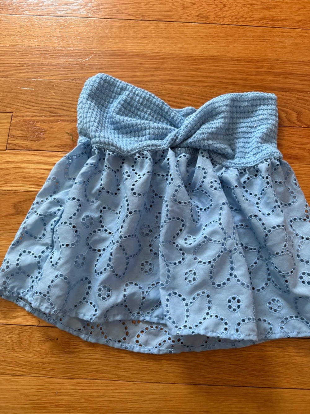 Shein Light Blue Eyelet Strapless Tube top